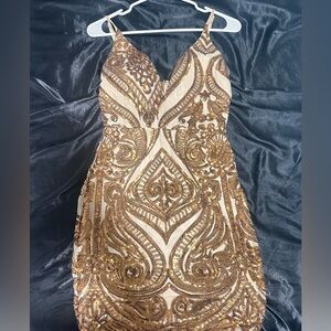 Fashion Nova gold dress worn once
